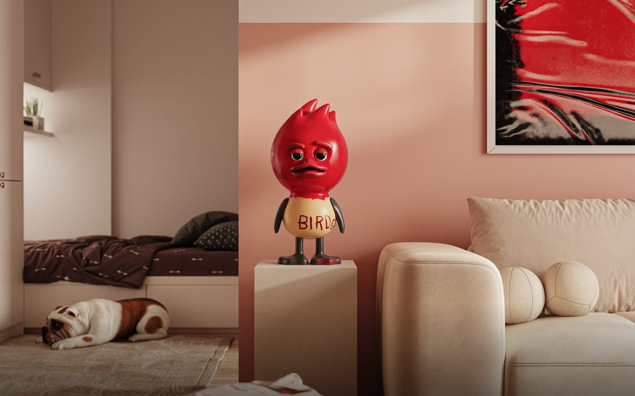 Арт-фигурка TUD x Jean-Michel Basquiat Bird в интерьере — купить в Санкт-Петербурге