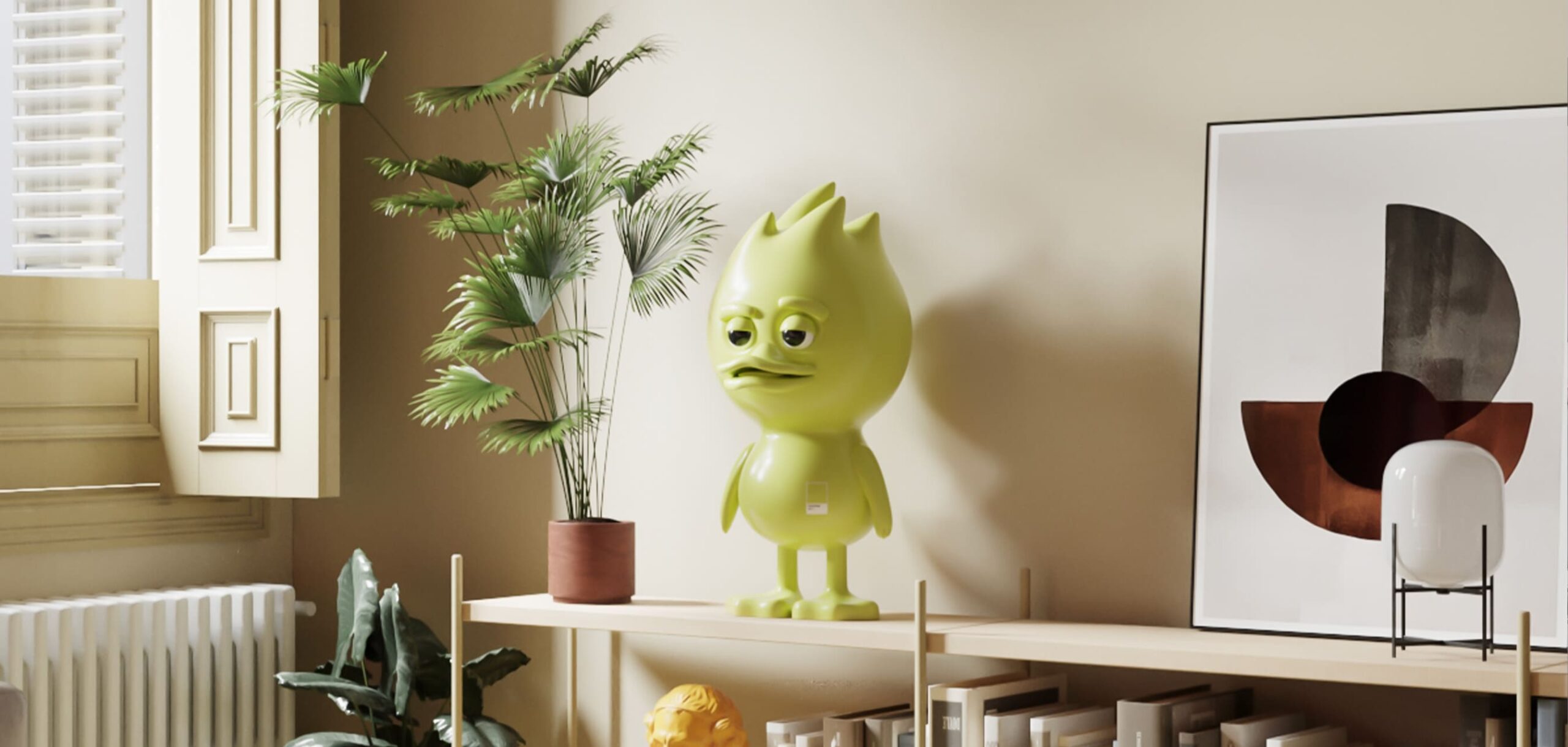 Арт-фигурка TUD x Pantone 382 C Зелёный в интерьере — купить в Санкт-Петербурге